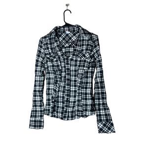 Vintage‎ Y2K Sweet Love Hot Topic Plaid Button Down Shirt Size Small